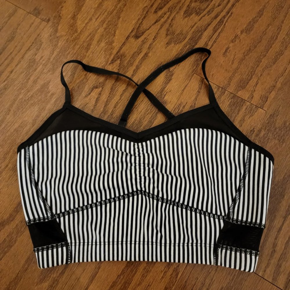 Lucy Powerfully Poised Bra - Black White Stripe - Size S Small